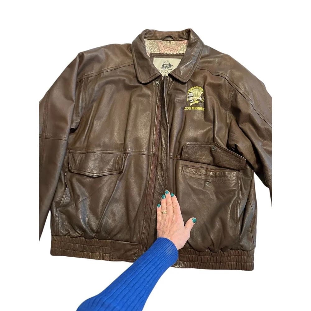 Burks Bay Leather Jacket Bomber Mens XXL North American Hunting Club Life Member